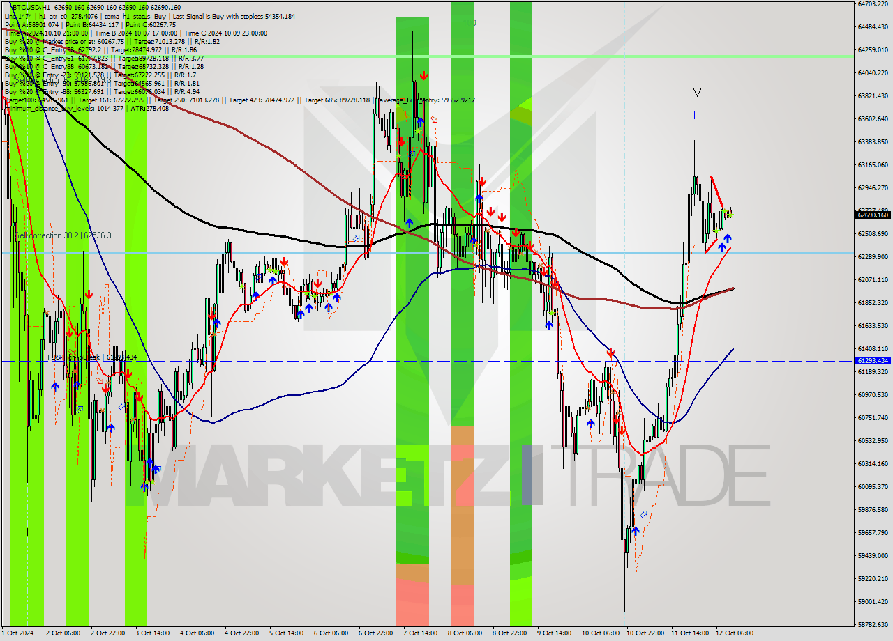 BTCUSD MultiTimeframe analysis at date 2024.10.12 12:00