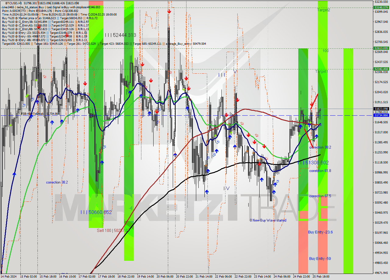 BTCUSD MultiTimeframe analysis at date 2024.02.26 00:19