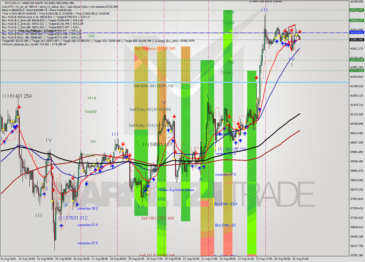BTCUSD MultiTimeframe analysis at date 2024.08.25 07:16