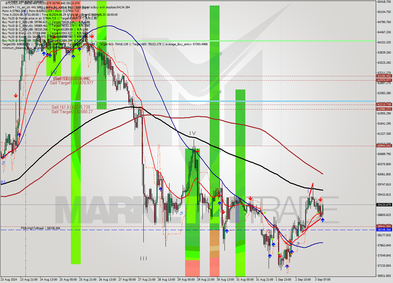 BTCUSD MultiTimeframe analysis at date 2024.09.03 13:26