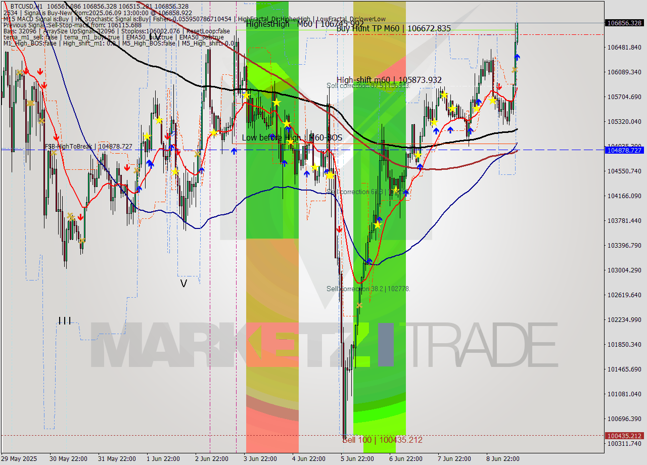 BTCUSD MTF analysis at 2025.06.09 13:13