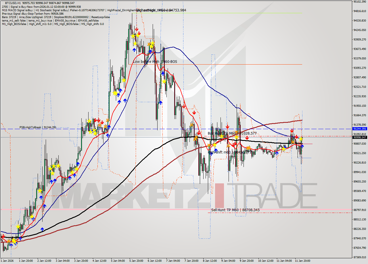BTCUSD MTF analysis at 2026.01.12 02:03