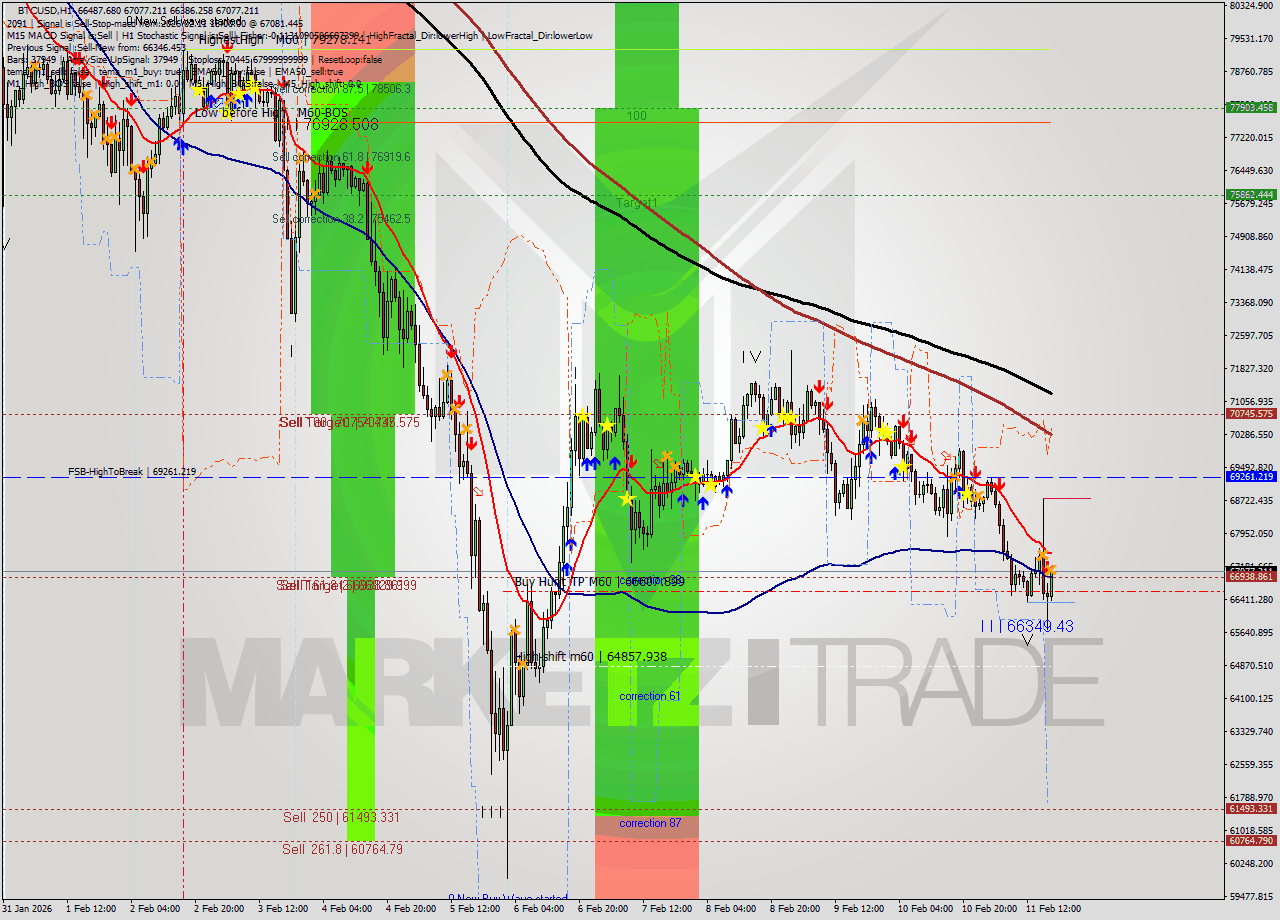 BTCUSD MTF analysis at 2026.02.11 18:12