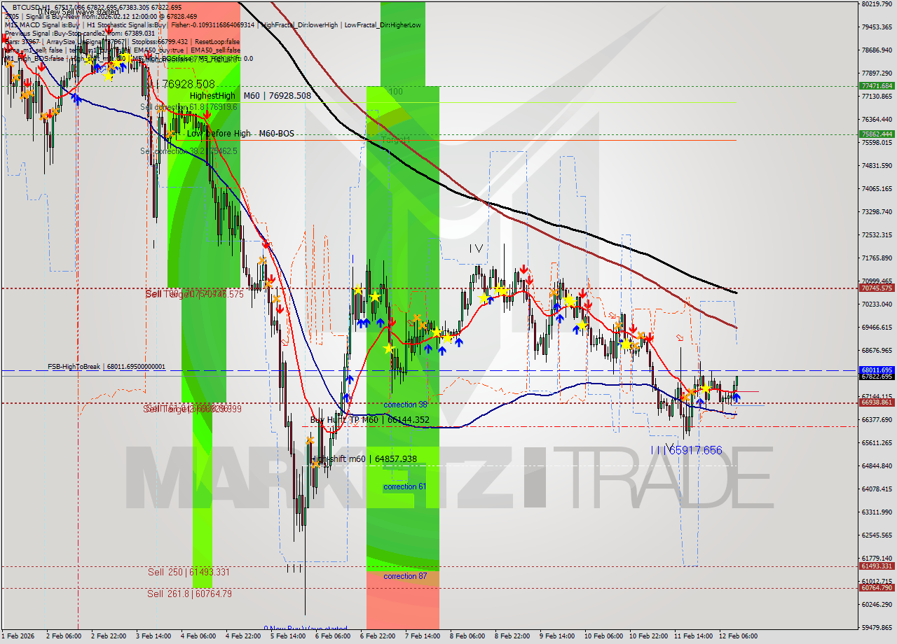 BTCUSD MTF analysis at 2026.02.12 12:49