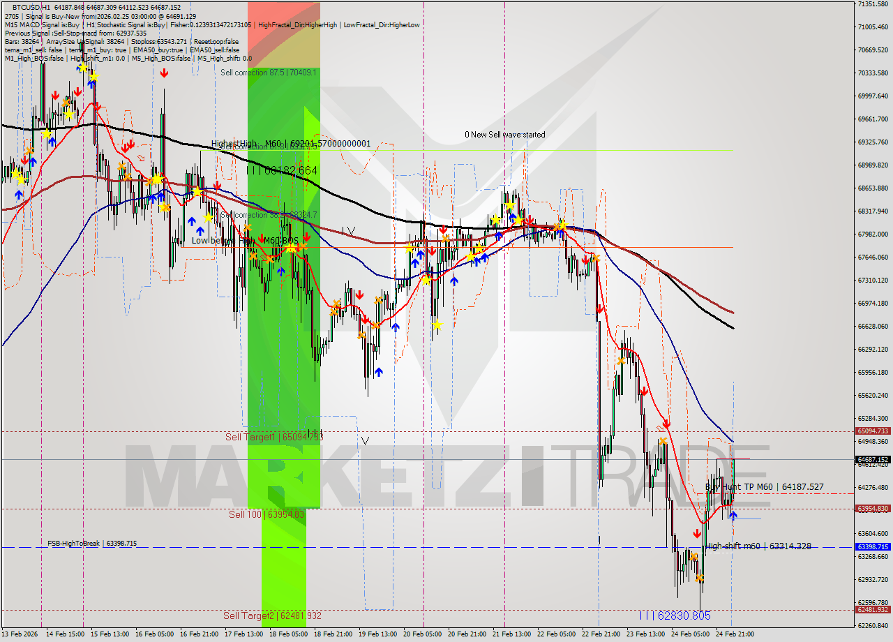 BTCUSD MTF analysis at 2026.02.25 03:11
