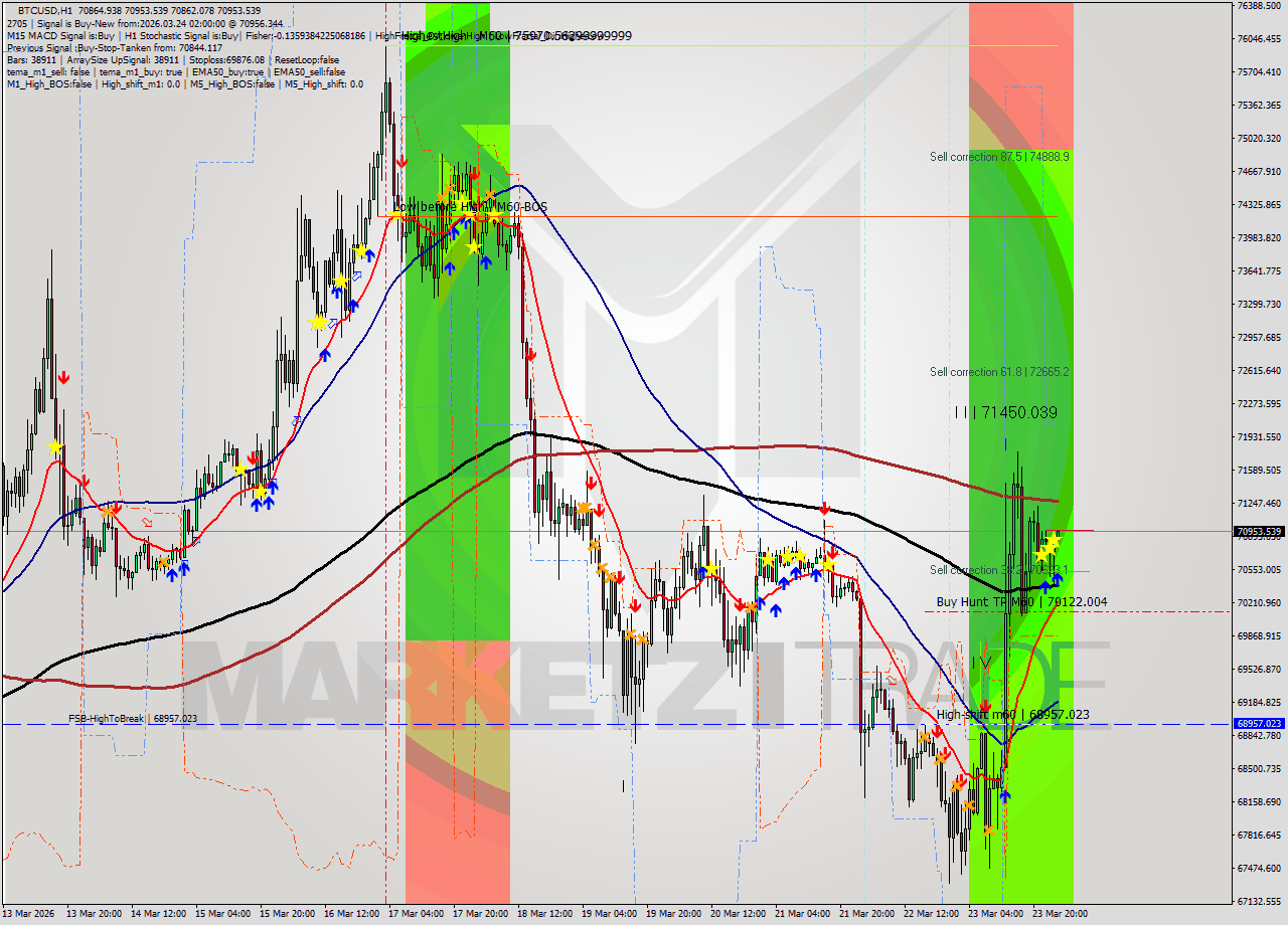 BTCUSD MTF analysis at 2026.03.24 02:00