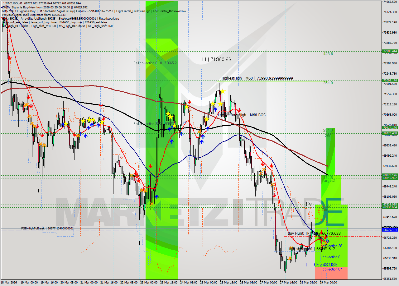 BTCUSD MTF analysis at 2026.03.29 06:16