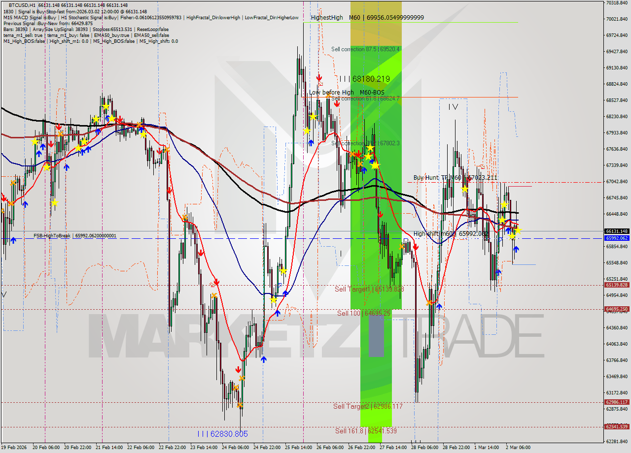 BTCUSD MTF analysis at 2026.03.02 12:00