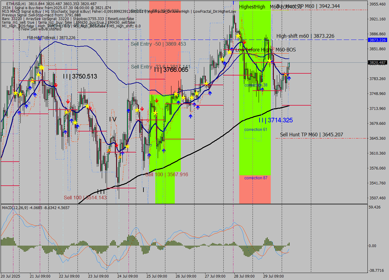 ETHUSD MTF analysis at 2025.07.30 06:51