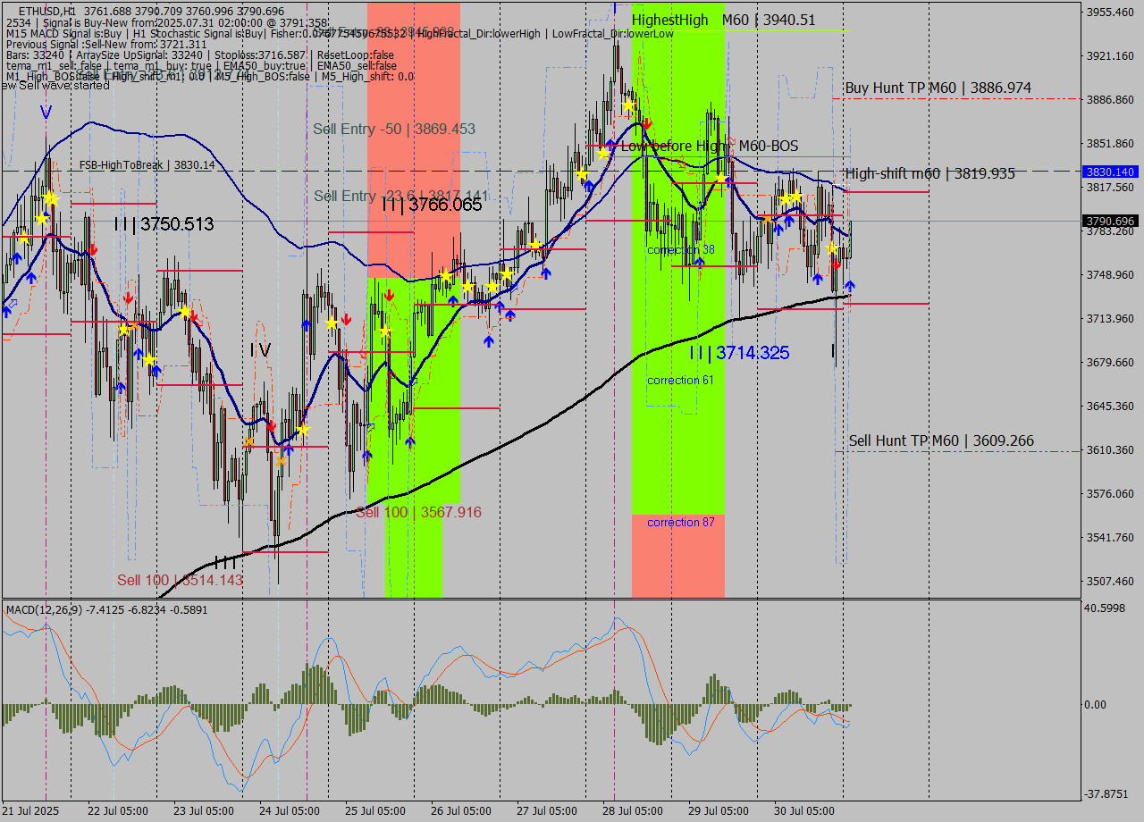 ETHUSD MTF analysis at 2025.07.31 02:30