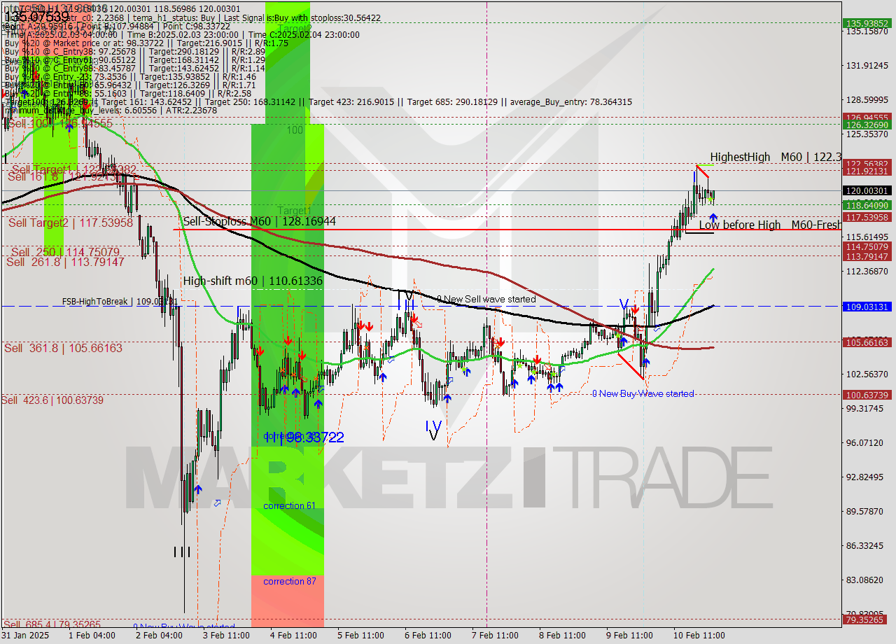 LTCUSD MultiTimeframe analysis at date 2025.02.11 01:48