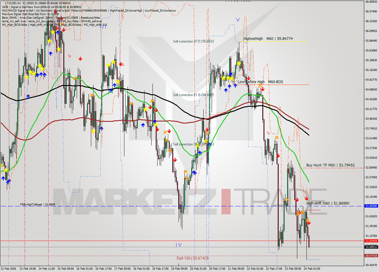 LTCUSD MTF analysis at 2026.02.24 05:33